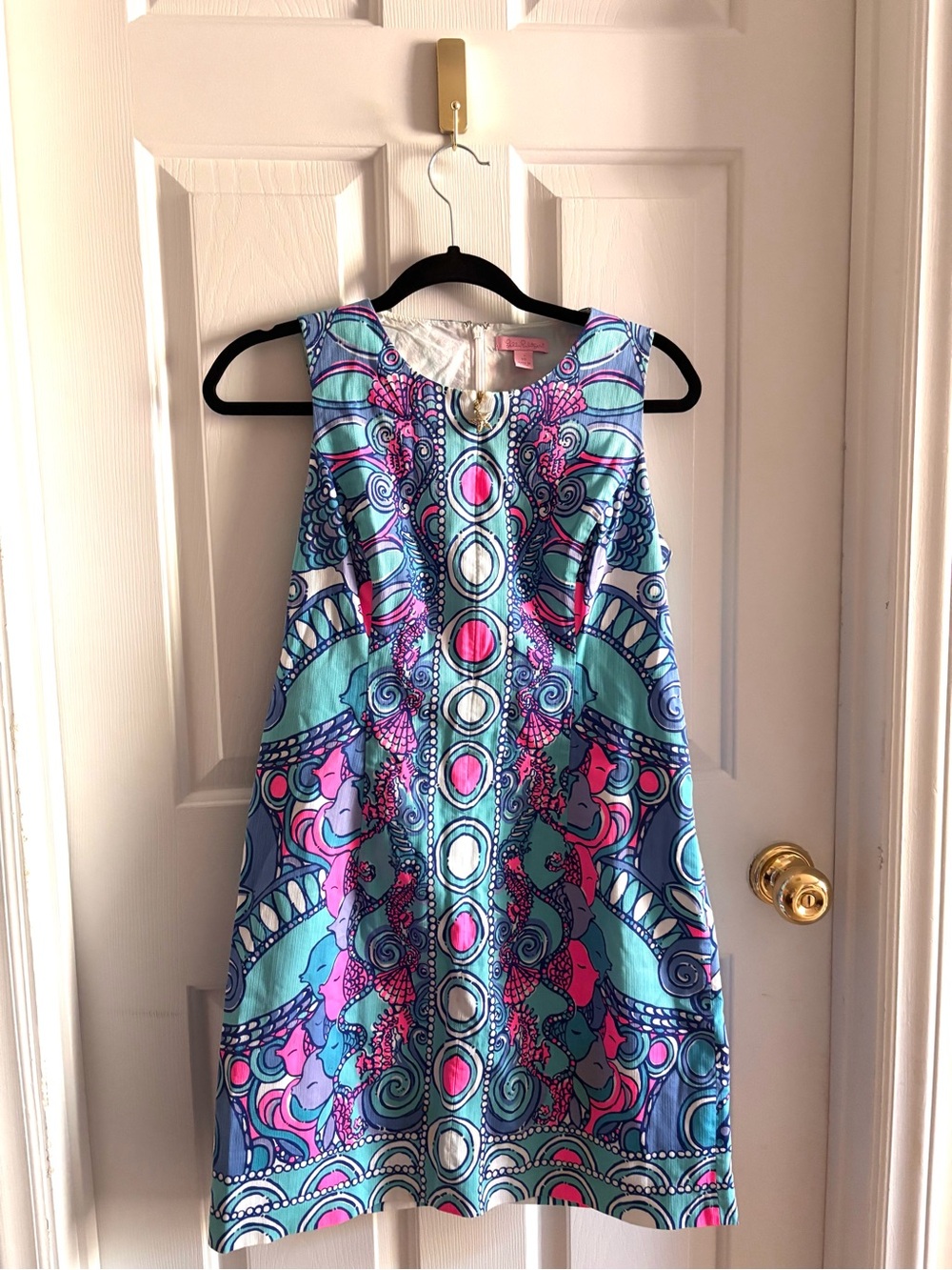 Lilly Pulitzer Blue Teal & Pink Printed Shift Dress